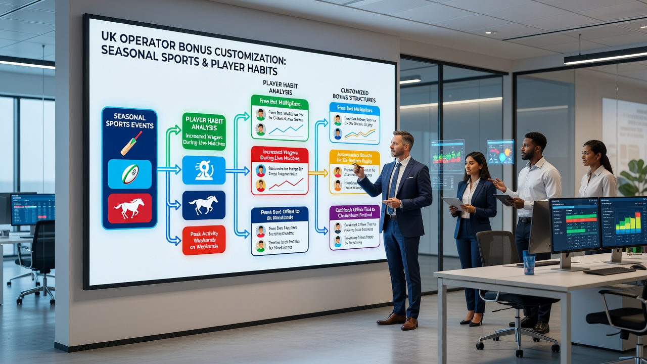 Data analysts examining player betting patterns and seasonal trends on dashboards